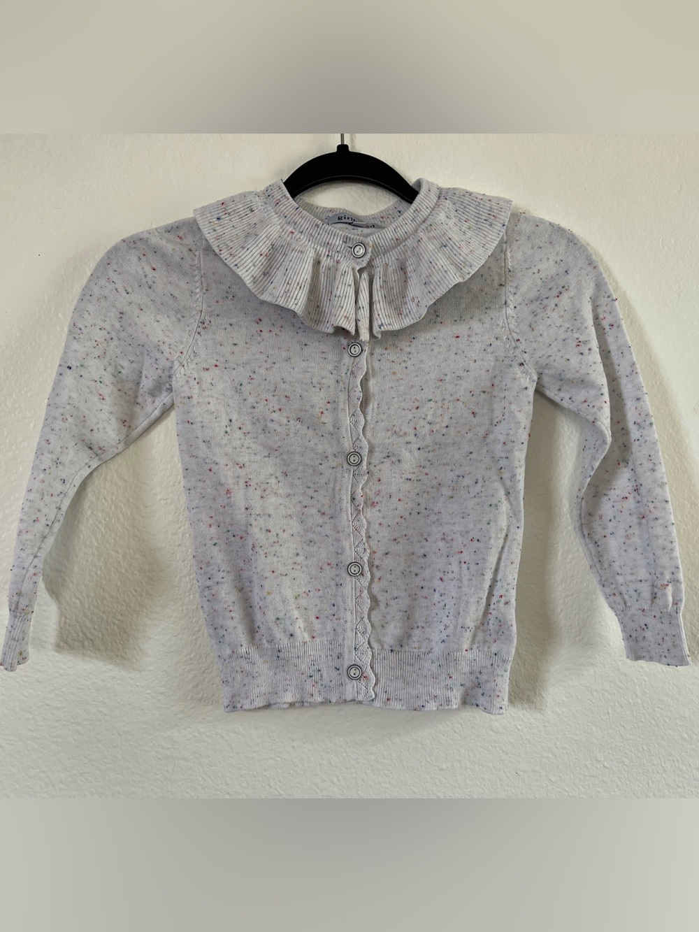 Primary Speckle Ruffled Cardigan